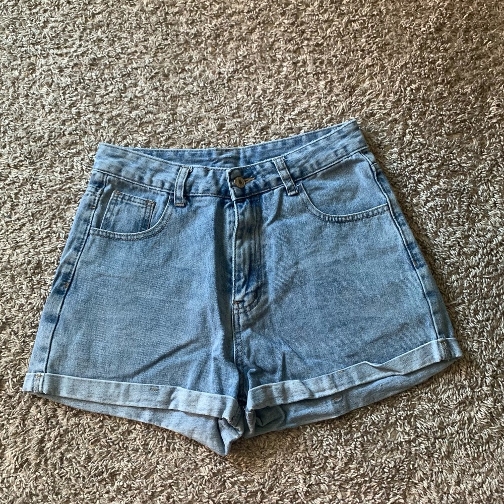 Shein highwaisted light wash shorts